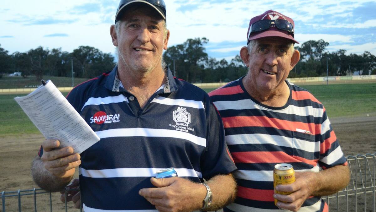 CHEERIN': Supporting their favourite horses at the Carnival of Cups were Harden brothers Neil and Barry James.