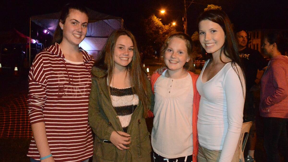 COMPANY: Sophie Gorham, Sophie Bryant, Annabelle Hudson and Amelia Everdell were in good company at the festival on Saturday night. 