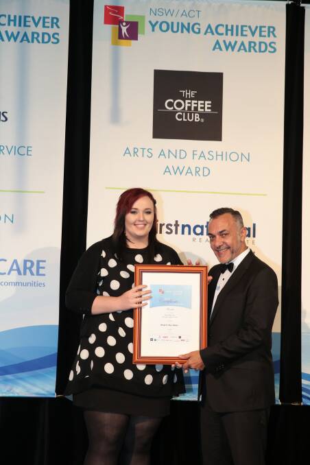 Young's Meghan Bailes was last week presented with her award as a finalist for The Coffee Club Arts and Fashion Award in the 2015/2016 NSW/ACT Young Achiever Awards. 