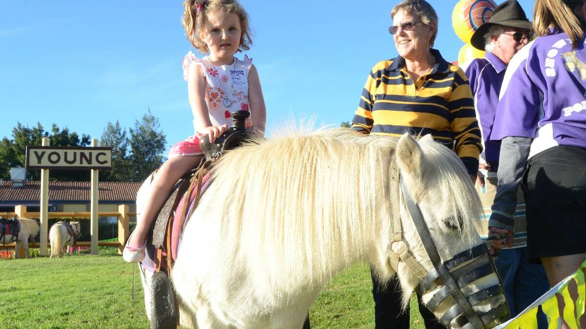 FUN: Annabelle Ritchie (3) enjoyed a pony ride at Anderson Park on Saturday. 