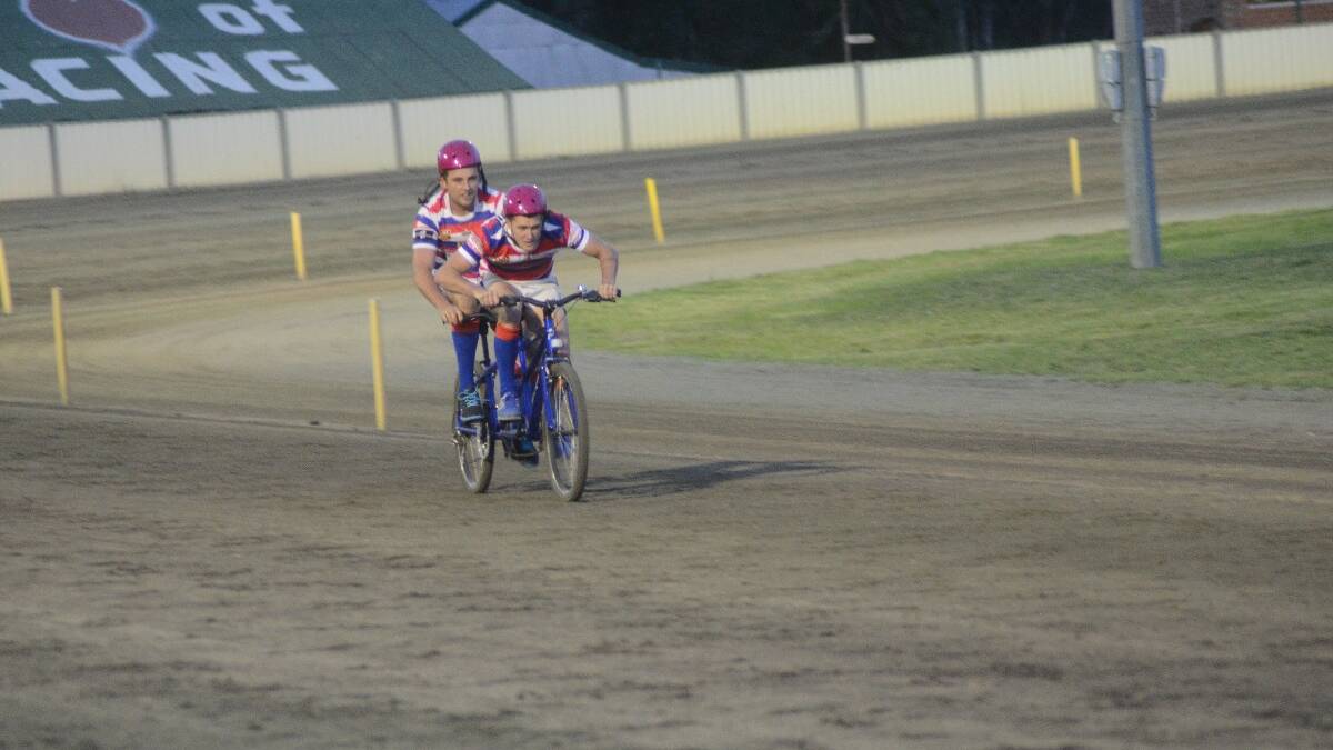 RUNNER-UP: The Cherrypickers Rugby League Club just weren't fast enough on the track in the two-man novelty bike race between the two football codes.