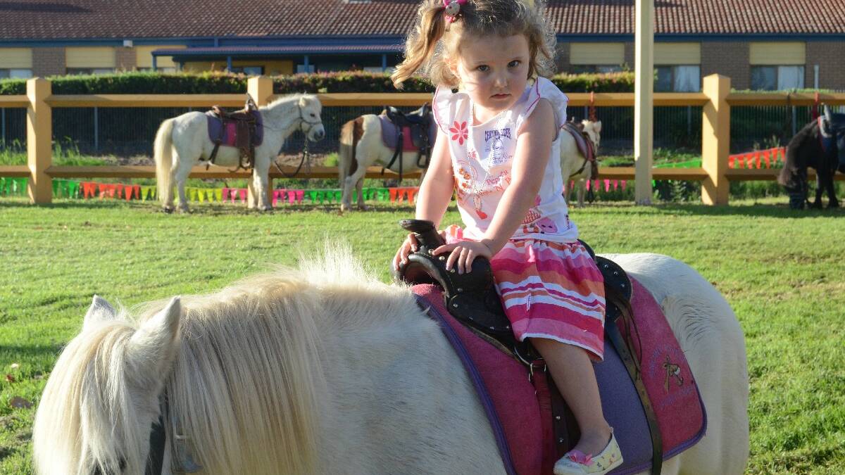 FUN: Annabelle Ritchie (3) enjoyed a pony ride at Anderson Park on Saturday. 