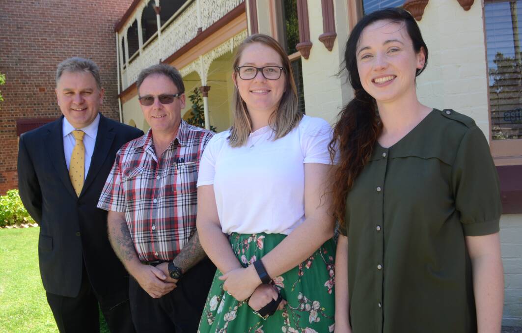NEW TO HENNESSY: Hennessy Catholic Collge principal Chris Browne welcome three new teachers to the school this year, Robert Cullen, Lizzie Coolican and Alice Riley.