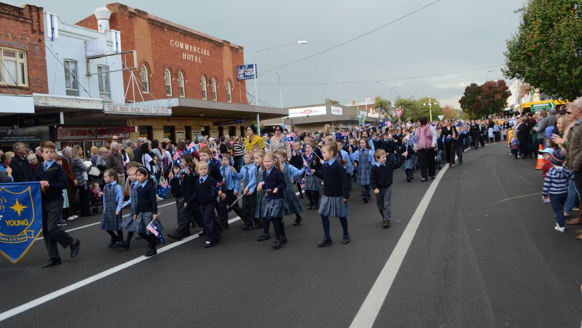 YOUTH: A large number of young people were present at both of Young’s Anzac Day services. 