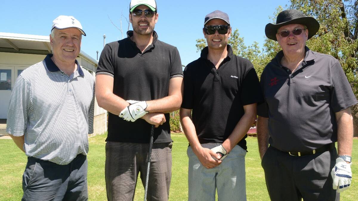 BUSINESS: Supporting the 000 Emergency Services Golf Day with a smile, from Team Neon, Richard Mellish, Dean Kinlyside, Adam Strong and Ray Kinlyside.