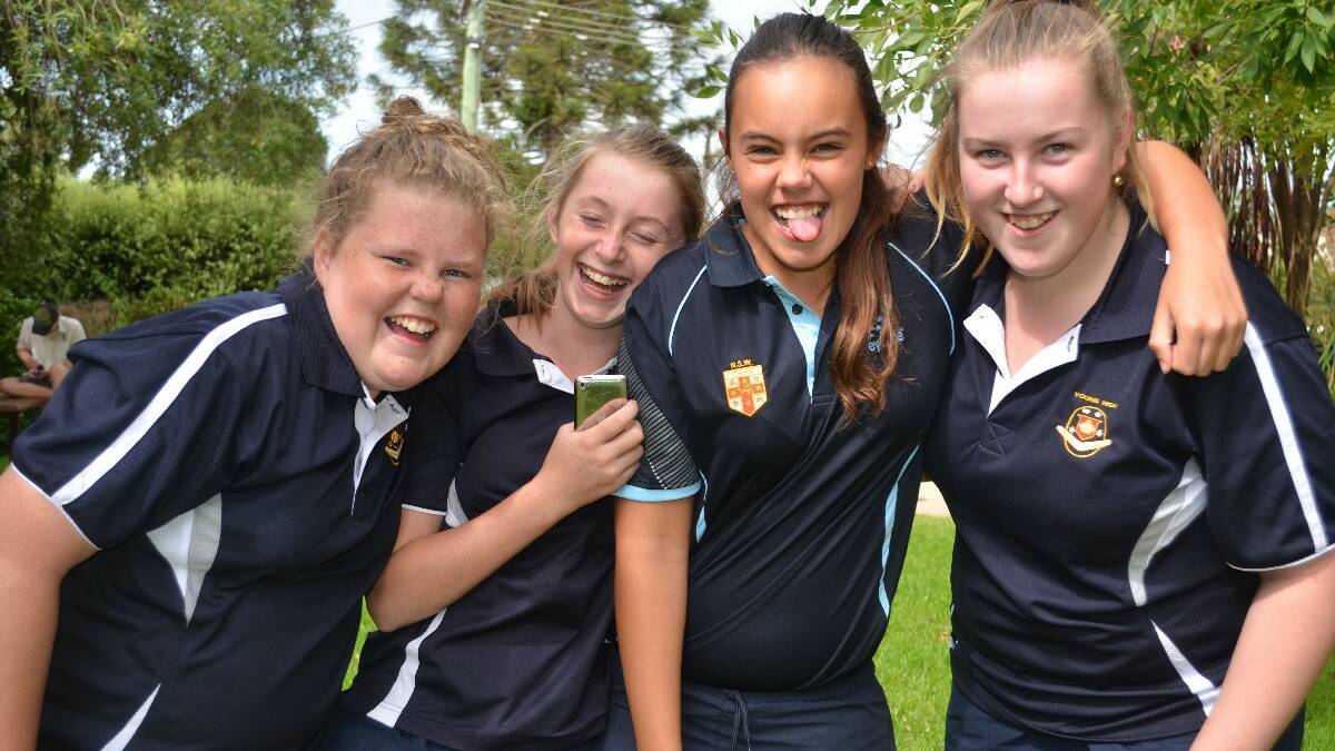 HANGING OUT: Year 7 students Bronte McEvoy, Amber Thompson, Ella Pointer and Rachel Quinn.   