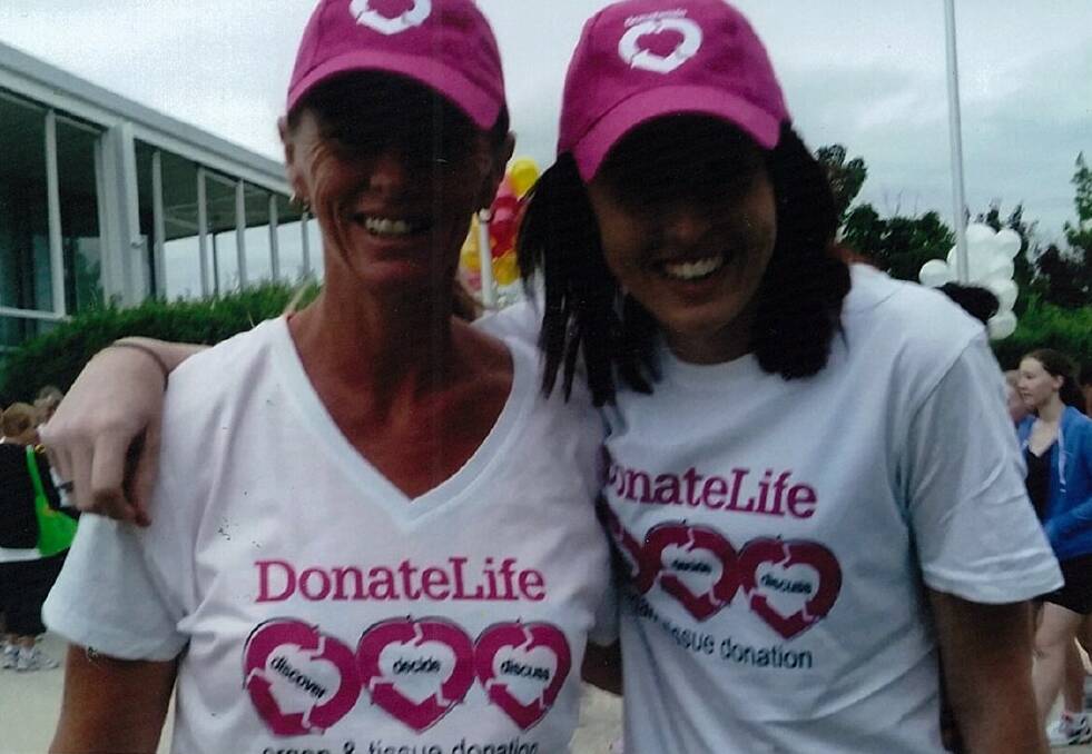 LIVING LIFE: Katrina Watterson (right) and her mother, Karen, taking part in the Donate Life walk in Canberra earlier this year, less than 12 months after she had a kidney transplant. 