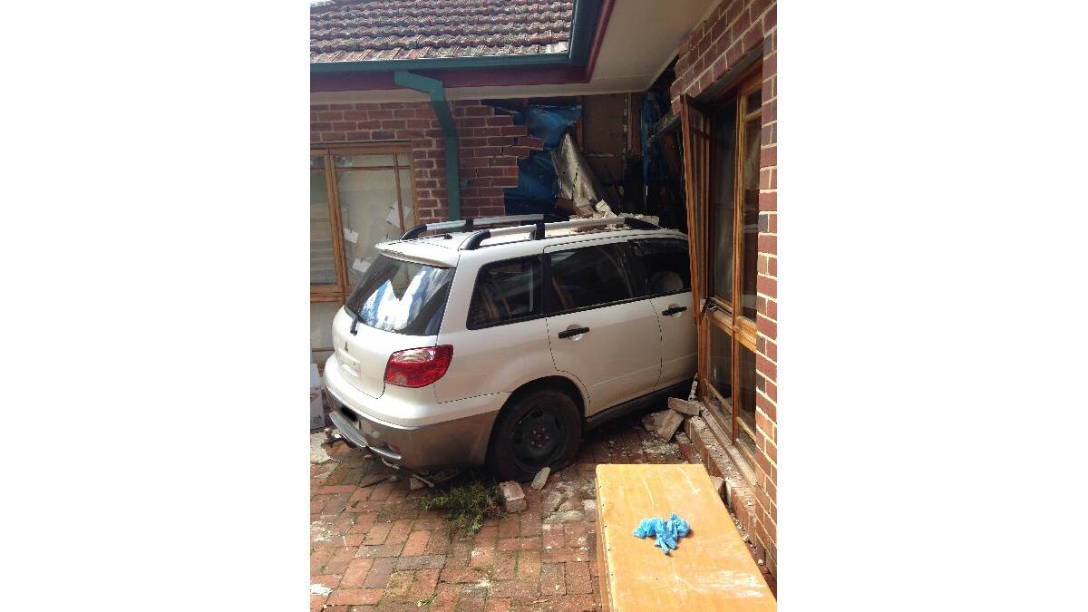 Car plunges into house: A 54-year-old female wanting to see how hilly a block of land was, drove her Mitsubishi Outlander onto a Cram Avenue property on Sunday. 
The female told police she mistakenly accelerated instead of braking, causing her vehicle to jump from an elevated 2.5 metre retaining wall and crash into the side wall of the residence, into a bedroom/kitchen area.