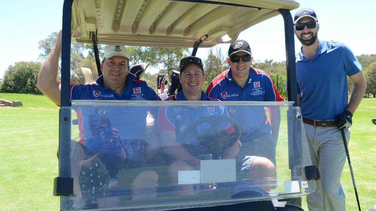 GO TEAM! Local firies and police officers Jeremy Hood, Ryan Terry, Craig Slater and Ben McInerney banded together last Friday for the 000 Emergency Services Golf Day fundraiser.  