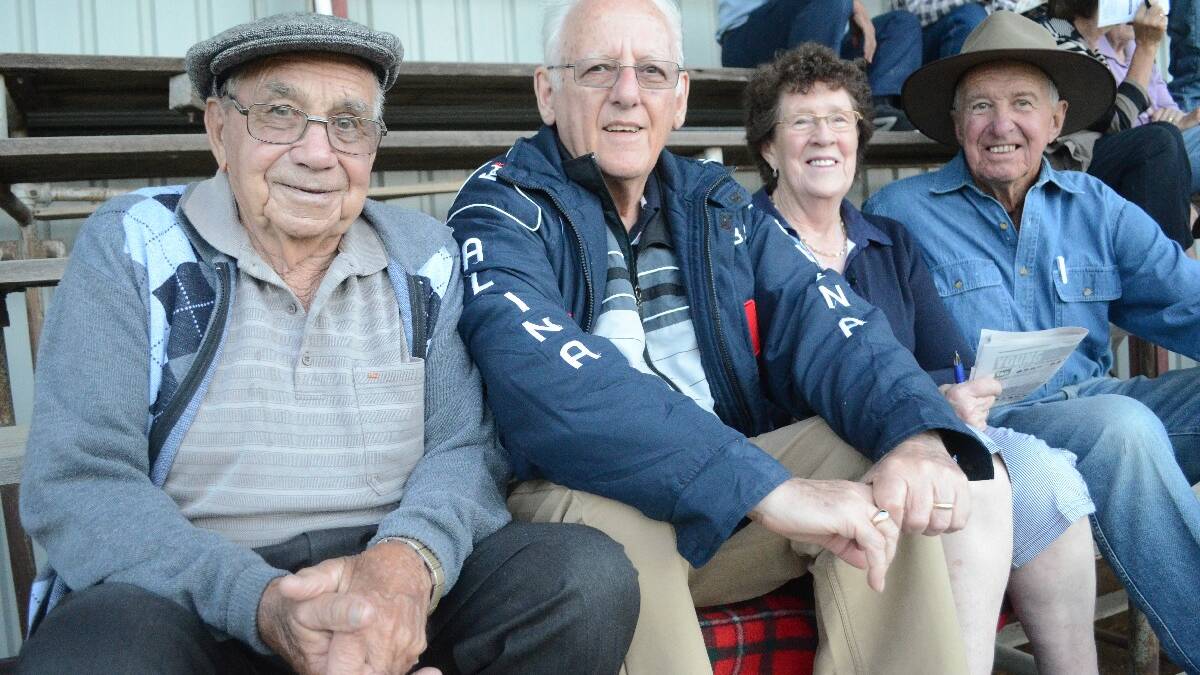 LOCAL: Reg Hayes, Gerry and Wilma Galvan, and Allan Cooke, all of Young found themselves a nice, comfy seat in the grandstand.