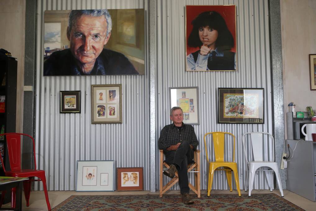 Reading room: Paul Jennings in the studio on his property which is filled with memorabilia and his books.  