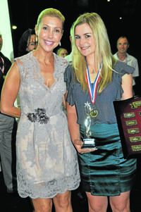 SENIOR SPORTSPERSON 2011: Awards dinner guest speaker Catriona Rowntree presented a surprised Brooke Steveson the prestigious Senior Sportsperson 2011 award for her national accomplishments in equestrian.