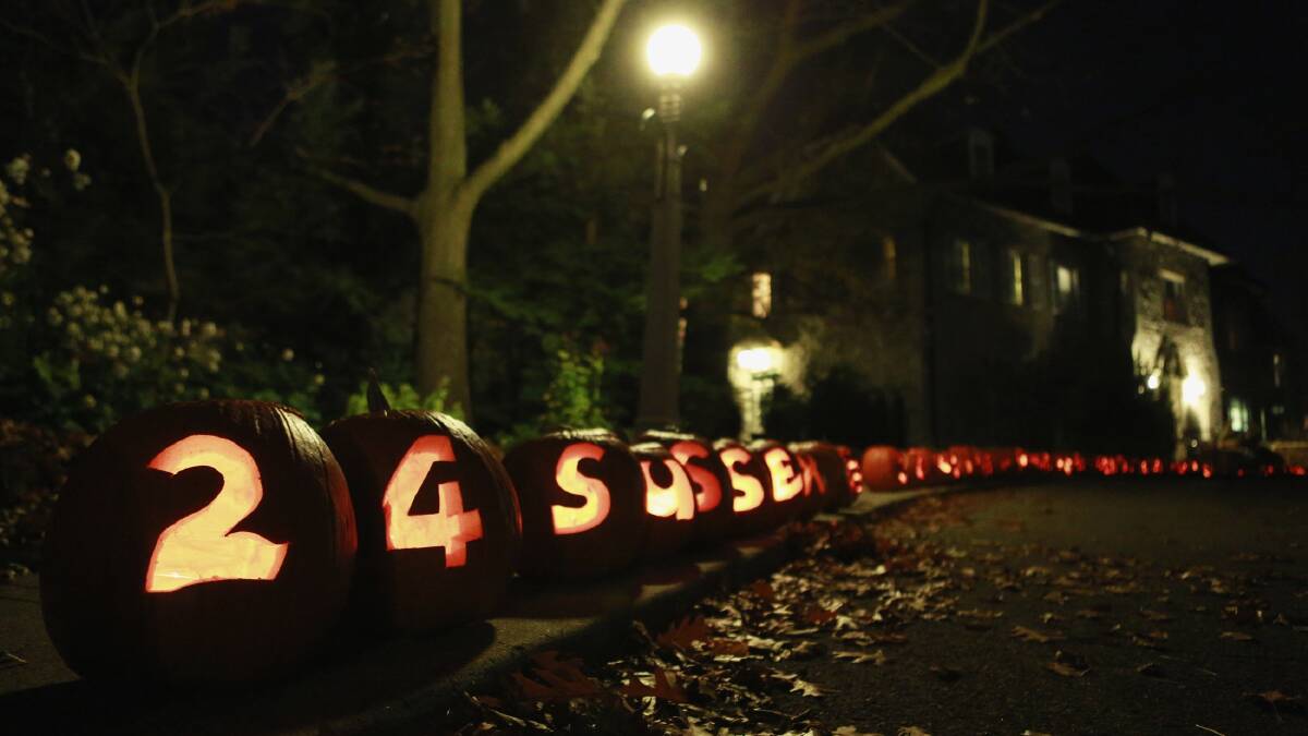 Carved pumpkins mark the driveway of the Canadian Prime Minister, Stephen Harper. Photo: REUTERS