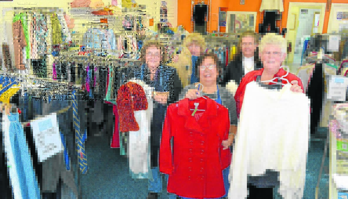 WINTER APPEAL: Jenny Wray, Bev McCoy, Tess Davis, St Vincent de Paul Young manager Sue Winterton, and Jenny Long are busily sorting scarfs and jackets in the lead-up to the Winter Appeal.