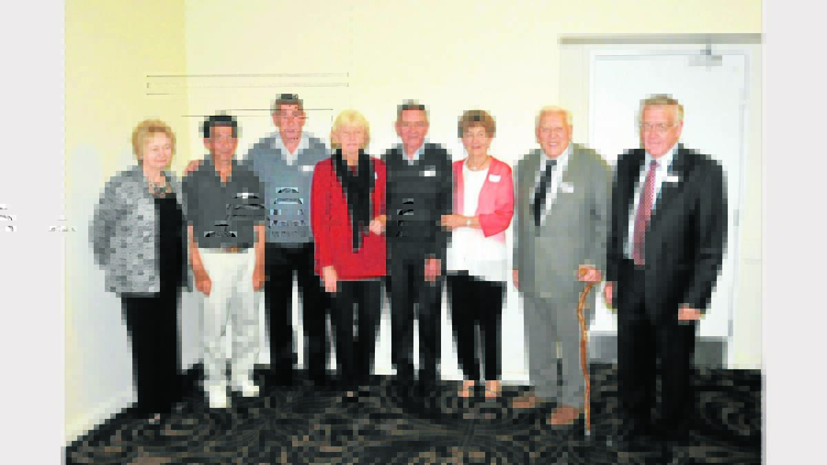 GATHERING: Mrs P Woods, Brian James, Ron Lynch, Mrs Lynch, Maurice Hanley, Mrs Hanley, Brother Jack Cummins and Peter Woods at the special reunion. 