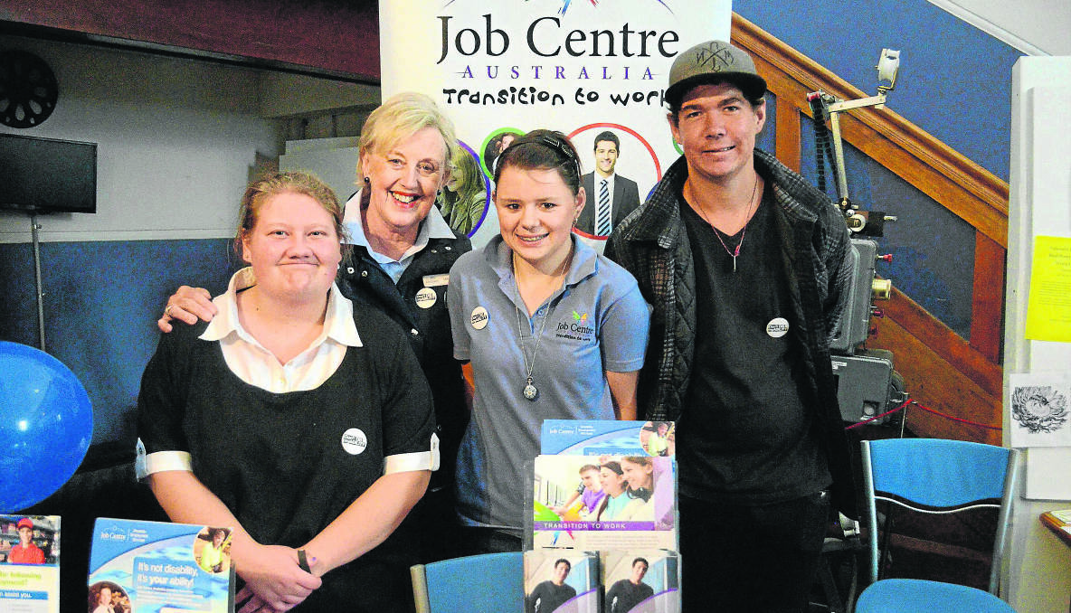 WORK: Lucinda Bryant, Libby Robinson, Chloe Blair and Isaac Morgan helped run the movies as part of Job Centre Australia’s Transition to Work program.          (disabilitymovie 015)