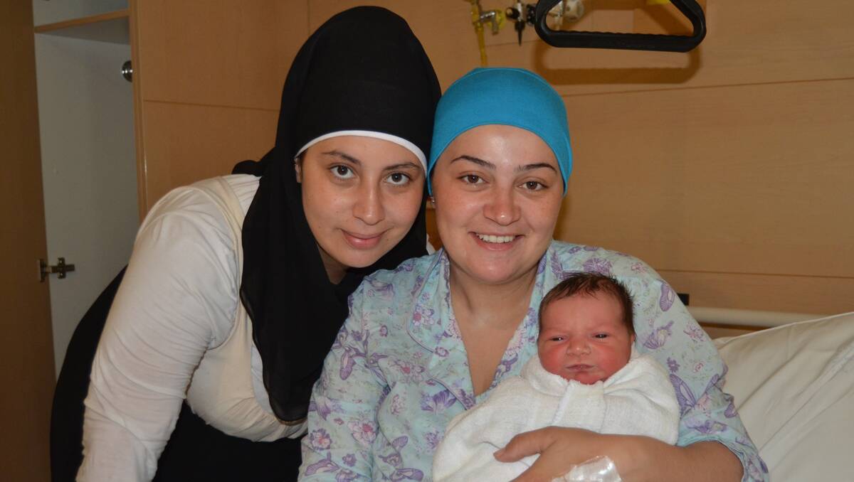 Mouhamad Hamze was born in young on January 31 at 10.55pm to parents Oumaymah and Hani Hamze. Mouhamad weighed 3285 grams and measured 51 centimetres in length. Excited aunt, Iman Hamze, is pictured with Oumaymah and Mouhamad.