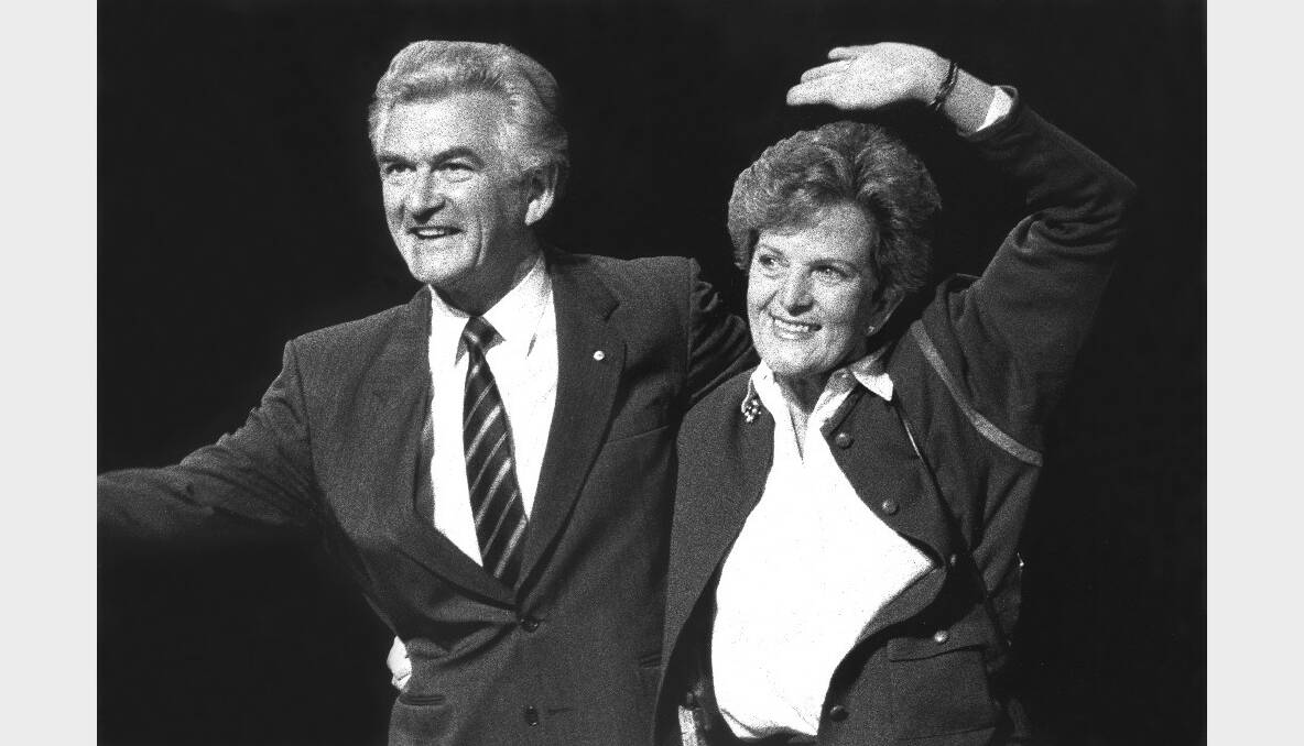 With Bob Hawke at the Labor campaign launch in 1987. 