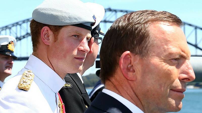 Prince Harry pictured with Prime Minister Tony Abbott.