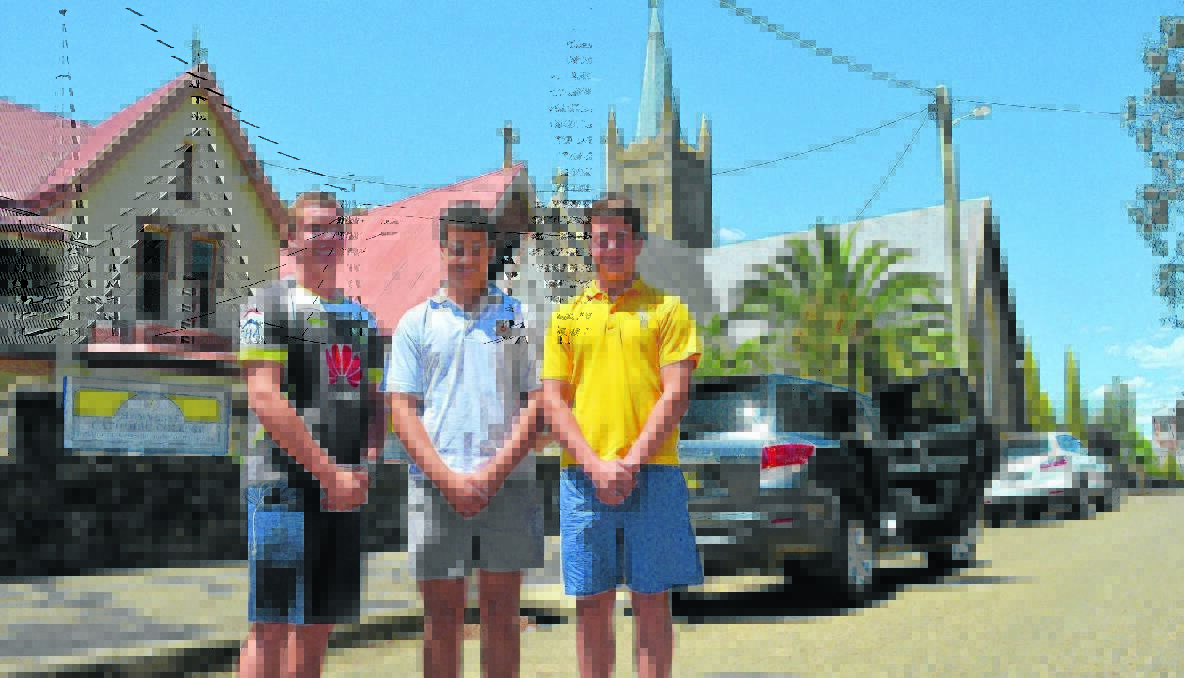 TRAINING: Hennessy Catholic College students Connor Brebner (left) and Casey Wall (right), and Young High School student Jake Walker (centre) heading off to one of their training sesions in Canberra last week.