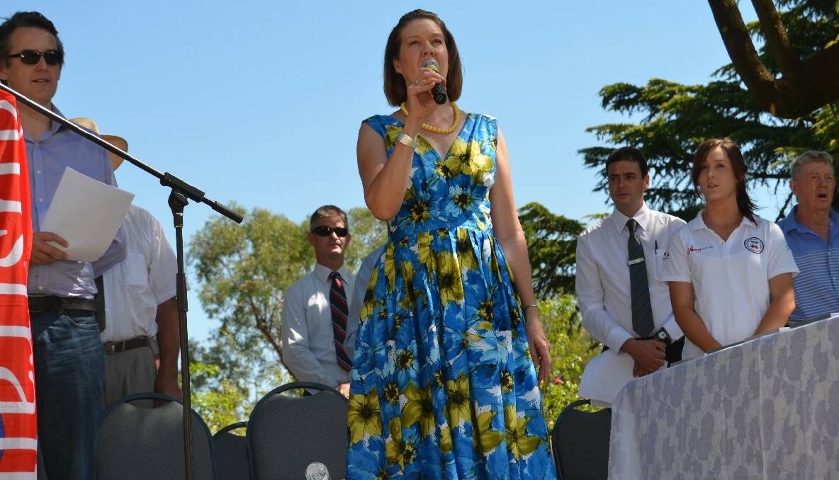 ANTHEM: Local soprano Julie O’Connor sang the National Anthem during the Australia Day celebrations in Carrington Park.