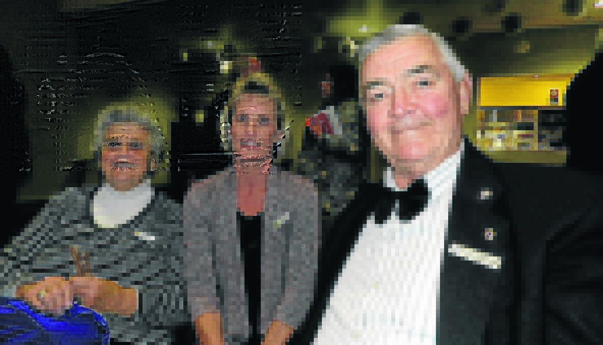 KING: Award winner Doug Foreman is pictured here with wife Jan (left) and Louise McKnight at the recent Lions Changeover dinner.   