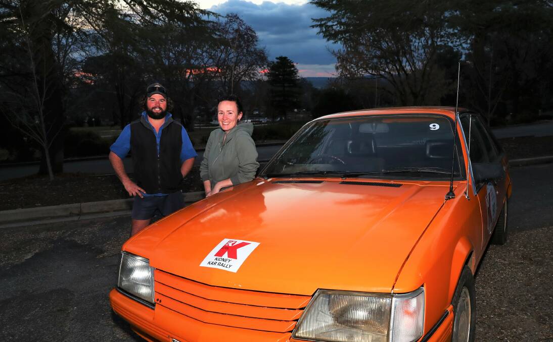 READY: Matt Daniher and Jessica Chew are taking part in this year's Kidney Kar Rally, which hits the road in August. They are lining up in an 1984 VK Commodore. Picture: Emma Hillier