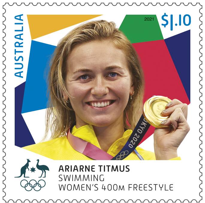 Good as Gold: Ariarne Titmus was honoured with an Australia Post stamp to mark her gold medal in the 400-metre freestyle. 