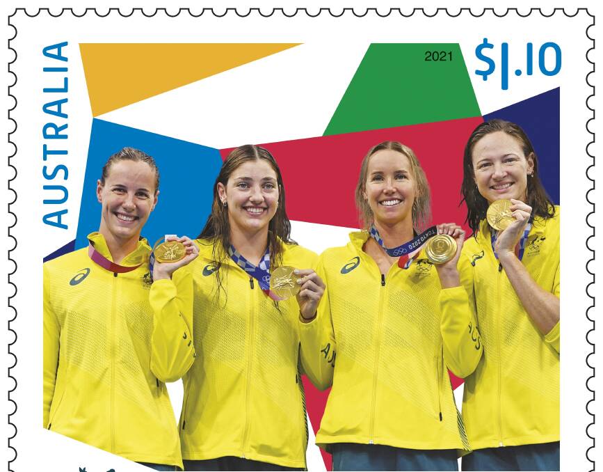 Australia's golden relay girls on a stamp. 