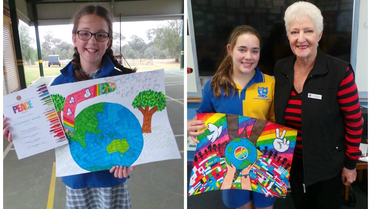 RIGHT: Anna Cockburn from Monteagle Public School and her poster, LEFT: Indyana Bedford with Heather Bailey and her winning poster at St Mary's Primary School.