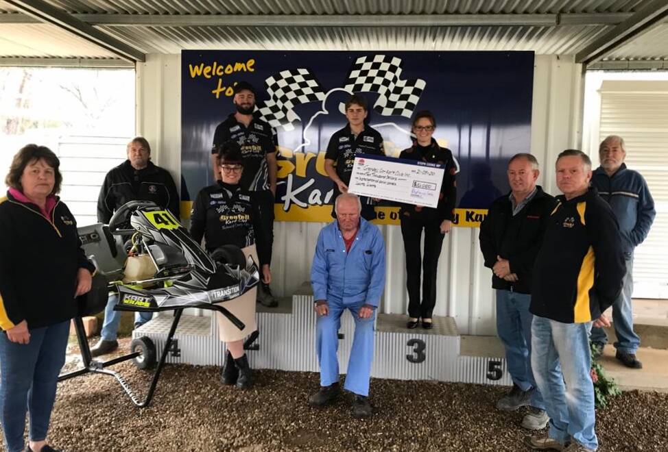 Member for Cootamundra Steph Cooke with members of the Grenfell Kart Club last Thursday.