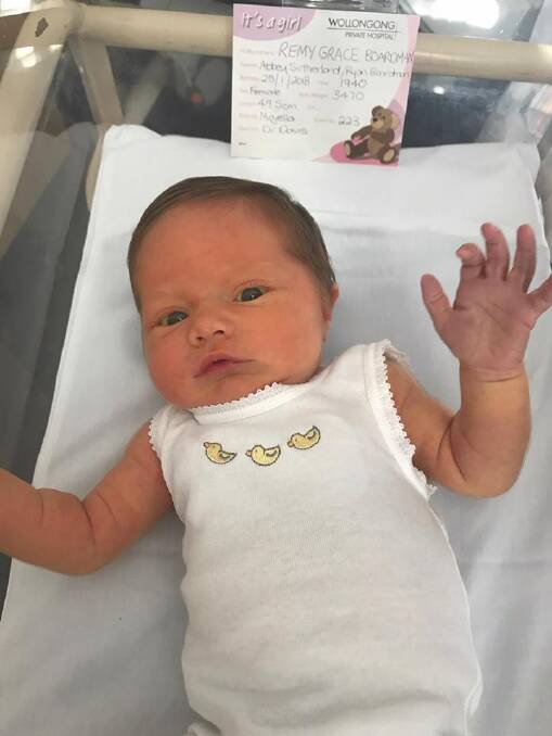 GORGEOUS GIRL: Remy Grace Boardman is the first child for parents Abbey and Ryan.