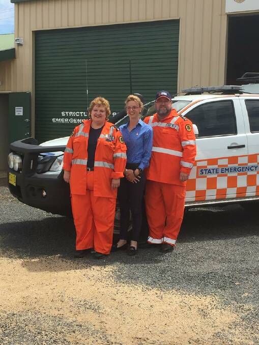 FITTING RIGHT IN: New NSW SES Recruit dropped by the Young Unit to visit the facility and to call on locals to join the team. Photo: Rebecca Hewson.