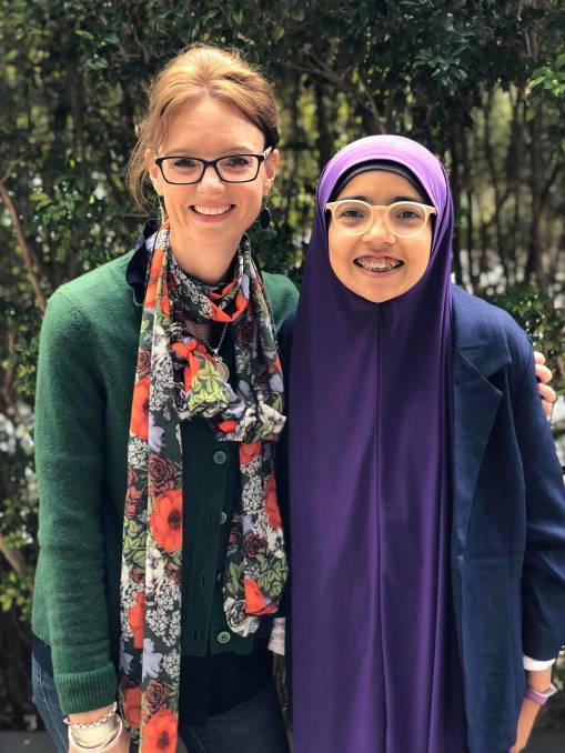 Member for Cootamundra Steph Cooke with Youth Taskforce member from Young Khawlah Asmaa Albaf.