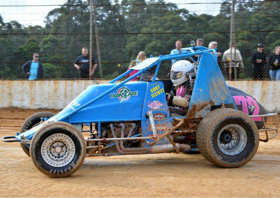 YOUNG SPRINT: Coby Elliot has now turned 16 and is making his move into the wingless sprint car on the track. Photo: Supplied.