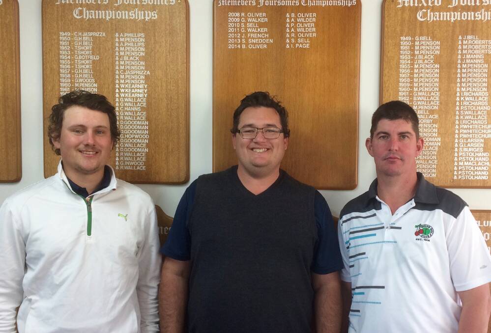 VICTORIOUS: Young Golf Club's winning Pennants team members Joel Shields, James French and Simon Oakes. Photo: Supplied.