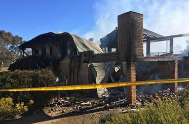 BURNT UP: The remains of a house fire at Greenthorpe from last Saturday. Photo: Kimberley Kelly.