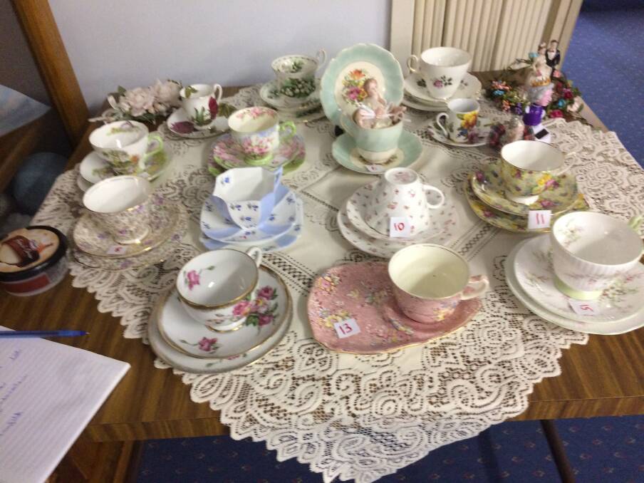 HIGH TEA: Beautiful cups and saucers at the CWA event.