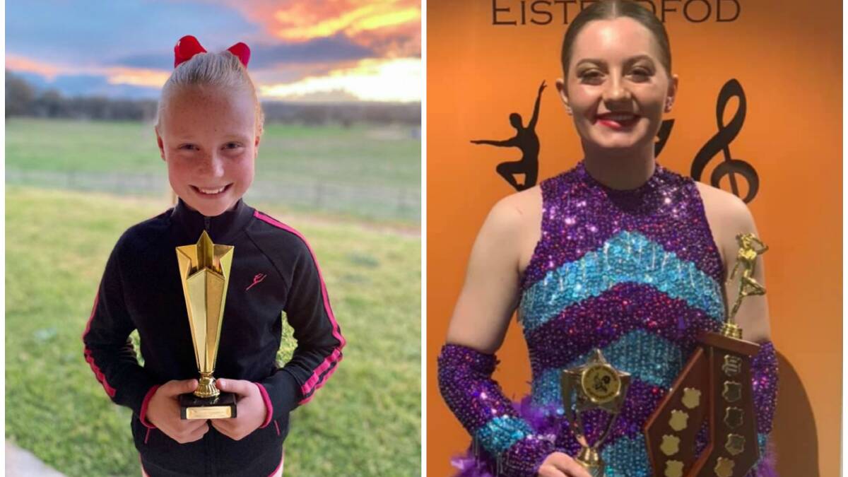 Ruby Holt and Sarah McDonald from the Christine Wishart School of Dance with their trophies. Photo: Supplied.