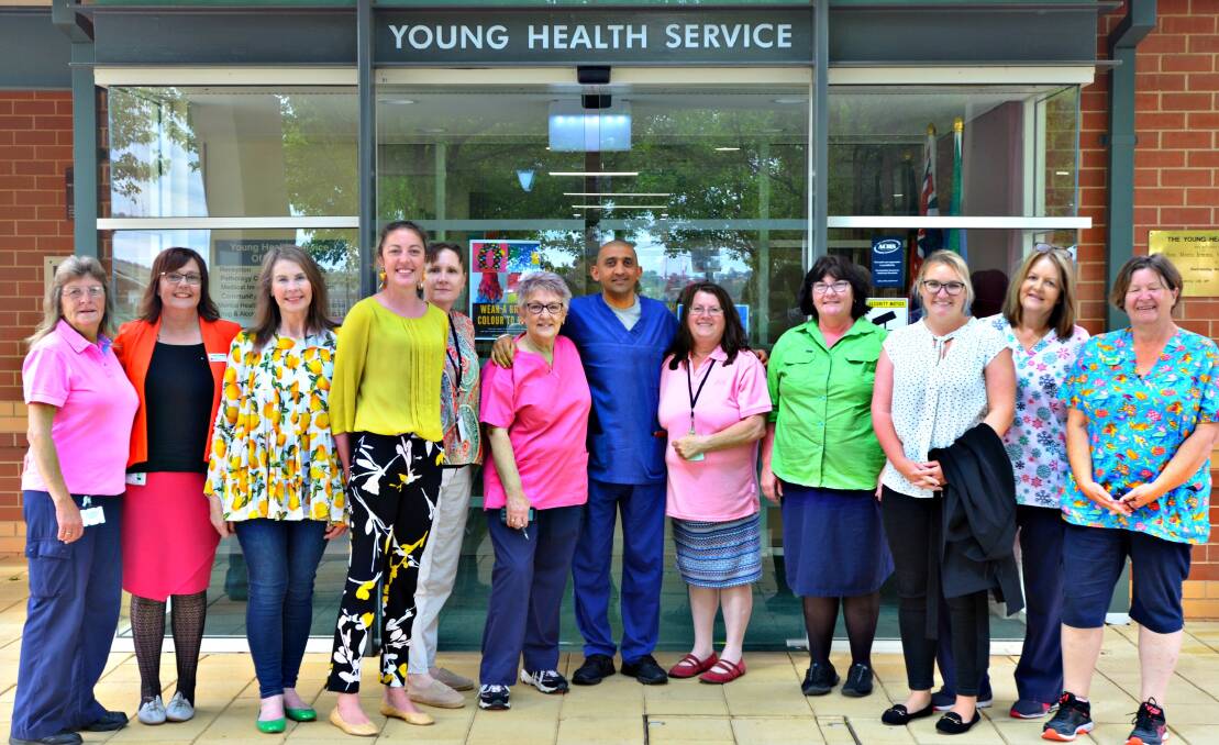 BRIGHT ON A DREARY DAY: Young District Hospital staff dress brightly for Mental Health Month. Photo: Rebecca Hewson