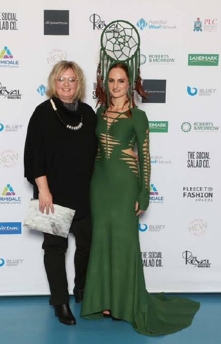 WHAT A WIN: Samantha Stolhand and her winning fantasy-wear design at the awards in Armidale. Photo: Supplied.