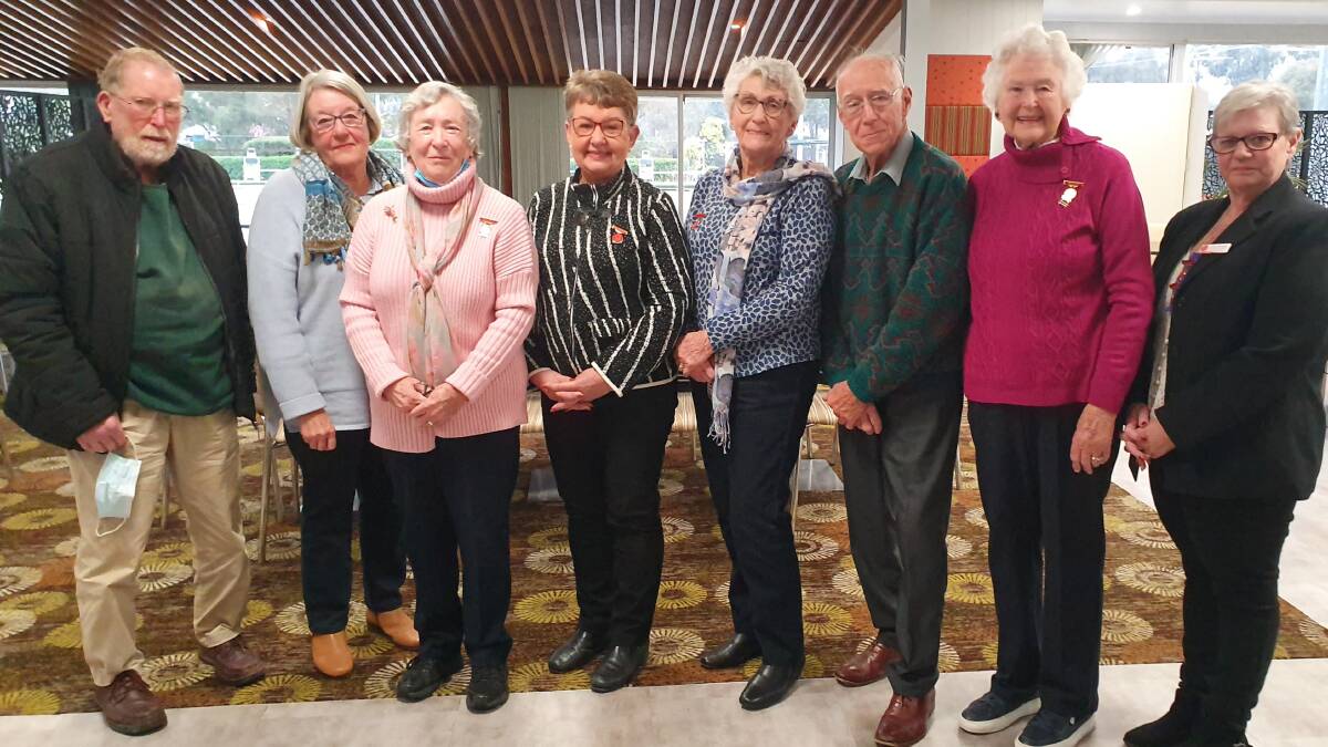 New executives Frank, Libby, Janice, Lyn, Gail, Rob and Nancy (Gillian absent) with UHA Riverina Representative Liane Preinbergs. Photo: Supplied