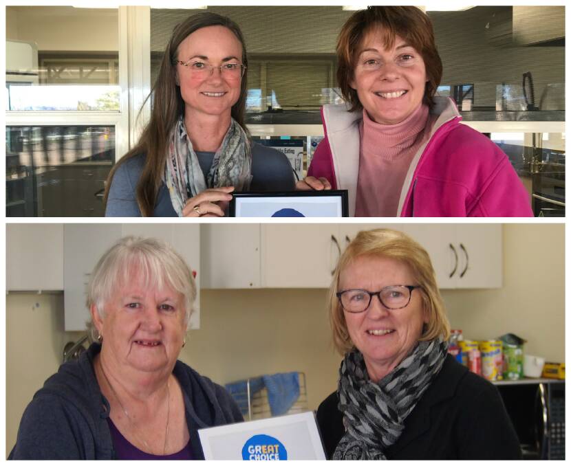 WELL DONE: Edwina Wymer and Rowena Moncrieff from Young Public School (top), and Joy Goodman and Monica Gordon from Monteagle Public School (bottom). 