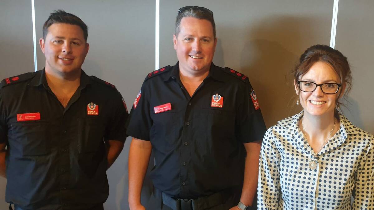 Deputy Captain Sam Woods, Captain Ryan Terry and Steph Cooke MP.