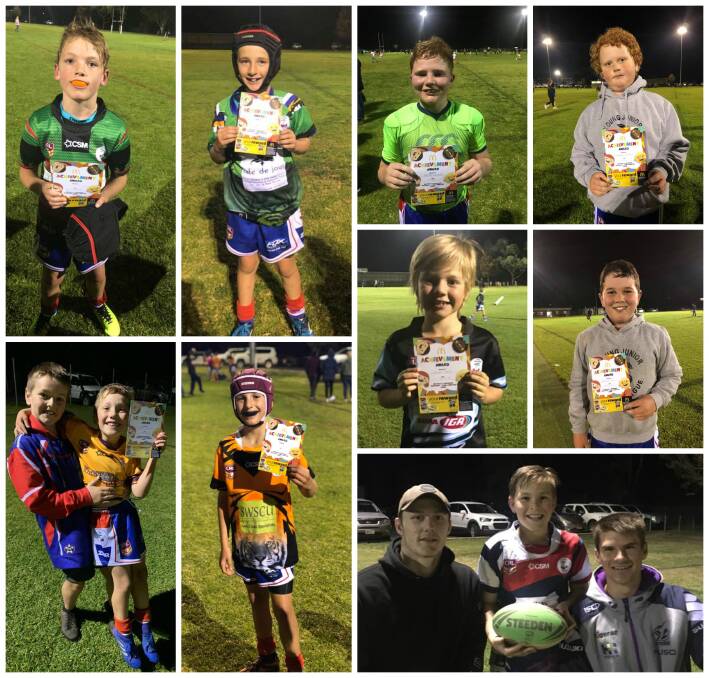CONGRATULATIONS: All of the weekly winners of the Young Junior Rugby League Encouragement Awards. Photos: YJRL/facebook.