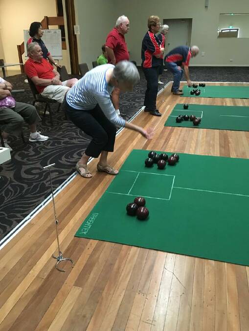 GIVE IT A GO: There was plenty of fun at Indoor Bowls last week.