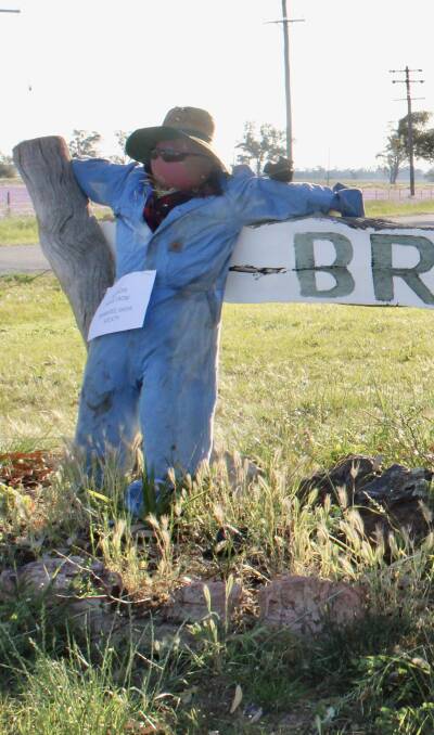 One of the scarecrows greeting travellers into Bribbaree. Photo: Emma Whitechurch.