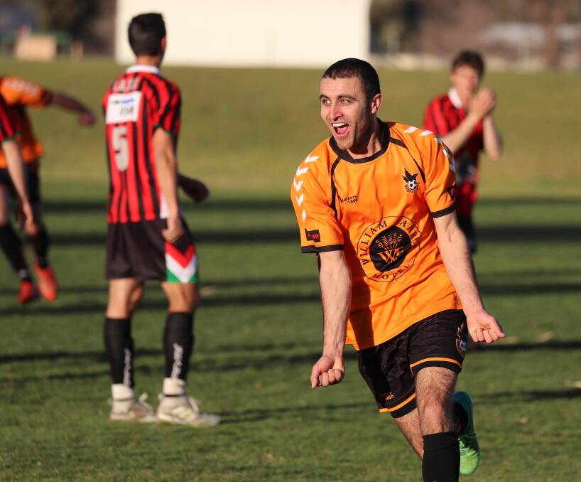 Nazar Yousif scored the decisive goal in Wagga United's 4-3 win over Young on Saturday. Picture: Les Smith. 