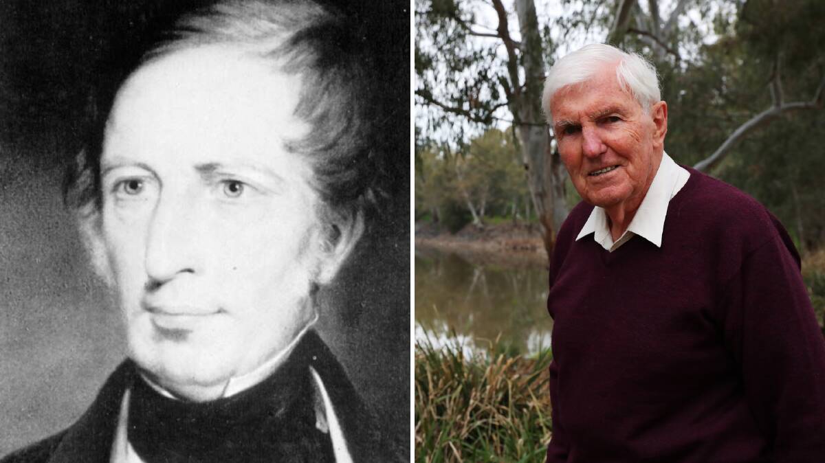 UNCANNY CONNECTIONS: Doug Hill (left) uncovered a number of close connections between his ancestors and British explorer Charles Sturt (left).