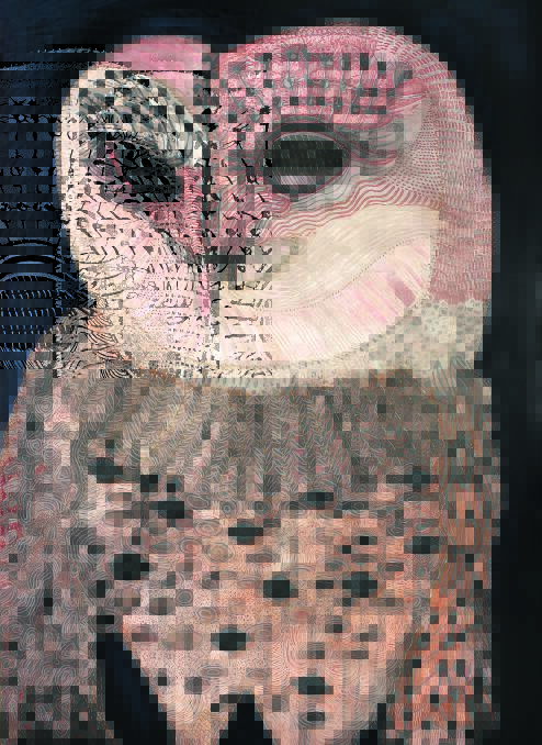 Creativity: Detail from Joshua Yeldham's Prayer for Protection (2010) ... "I paint owls to protect me" he says.